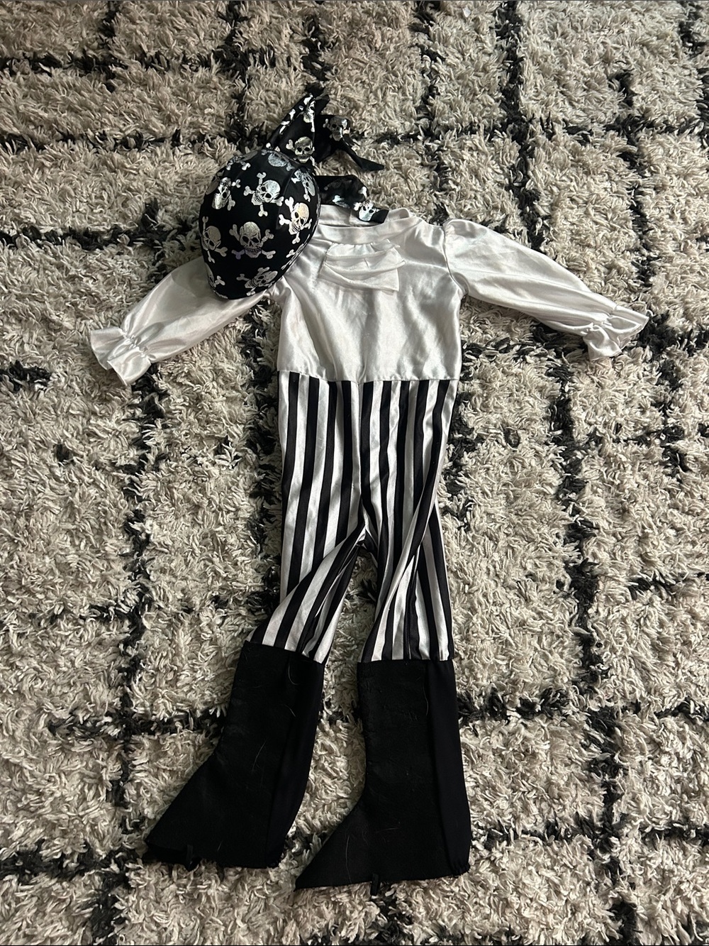 Children's Pirate Costume Romper with Skull Bandana